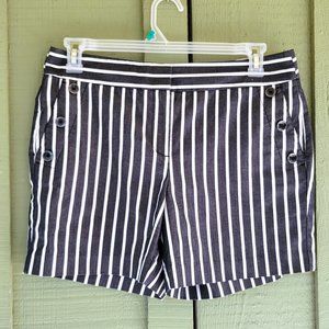 ANN TAYLOR Navy Blue Striped Cotton Blend Shorts 8